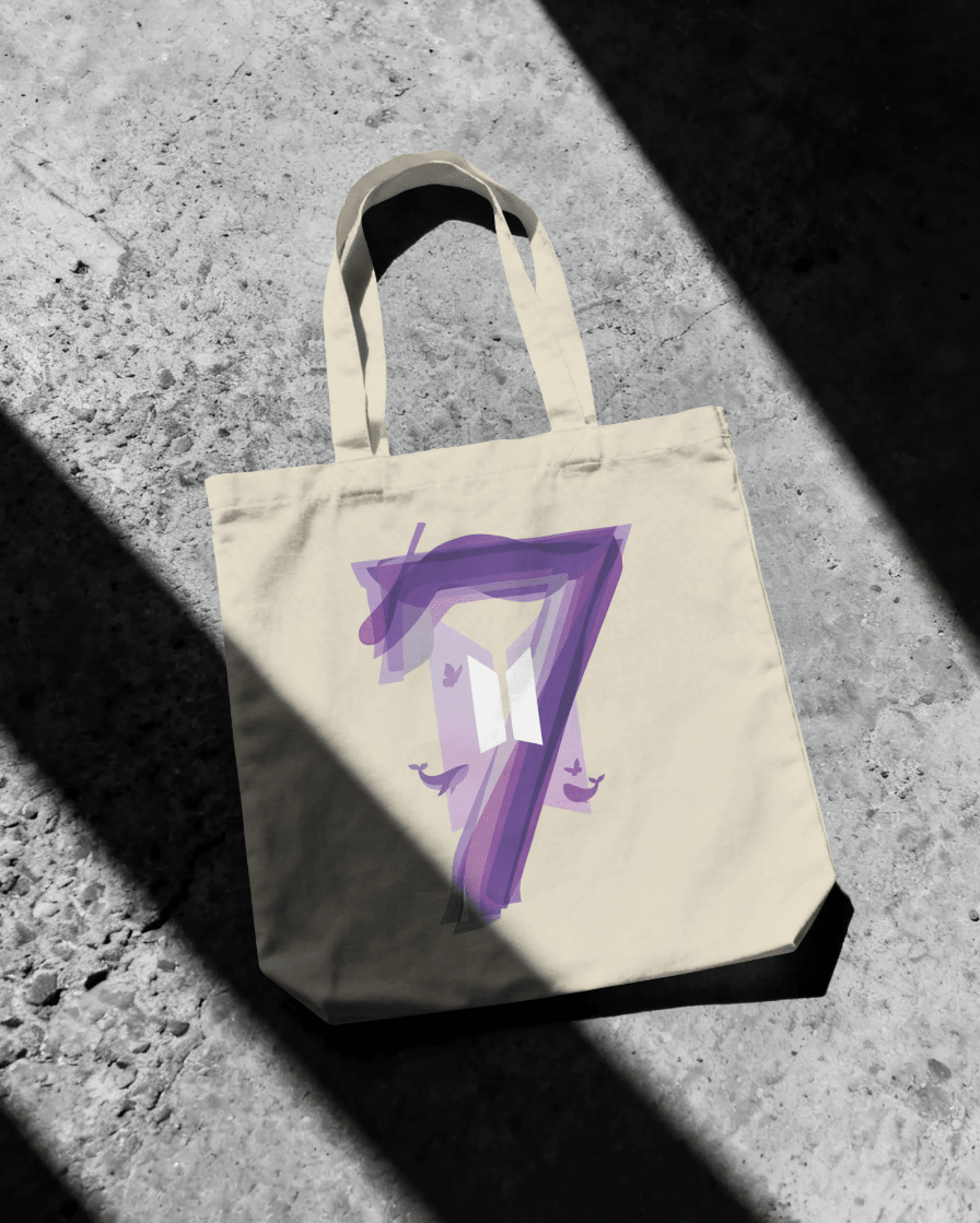 BTS Borahae "7" Tote Bag – I Purple You Army Organic Tote Bag Jutebeutel - SeoulMate