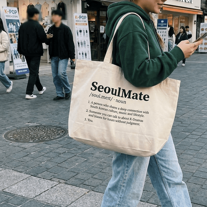 "SeoulMate" Tote Bag – XL Shopper für Korea und K - Pop Fans - SeoulMate