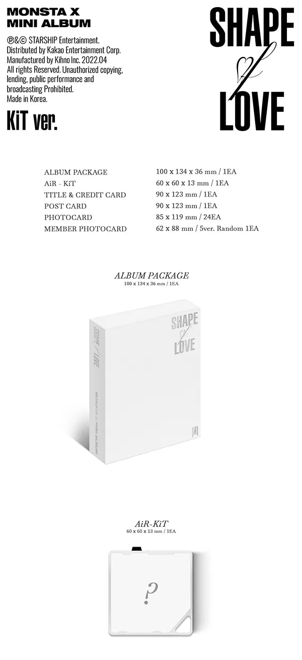 MONSTA X - SHAPE OF LOVE (11th Mini-Album) Kihno Kit Ver. - Seoul-Mate